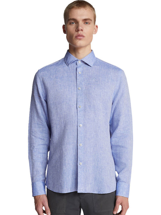 Long-sleeved Linen Shirt Light Blue