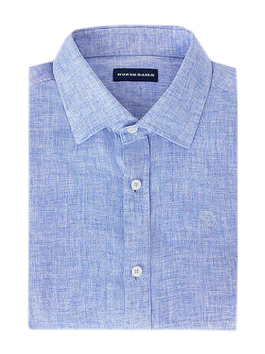 Long-sleeved Linen Shirt Light Blue
