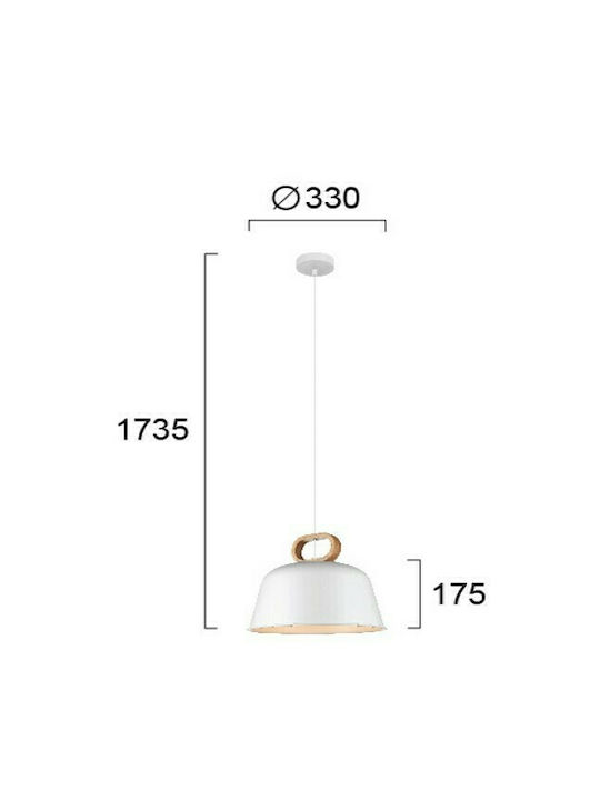 Viokef Clip Hängelampe Weiß Glocke mit Fassung E27 33cm.