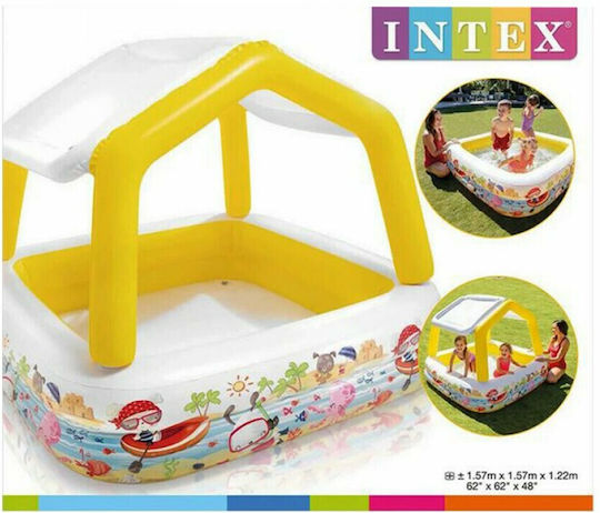 Intex Παιδική Τετράγωνη Πισίνα 295lt Φουσκωτή 157x157x122εκ. Κίτρινη