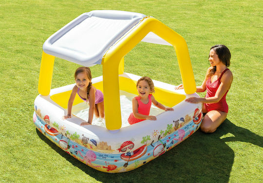 Intex Παιδική Τετράγωνη Πισίνα 295lt Φουσκωτή 157x157x122εκ. Κίτρινη