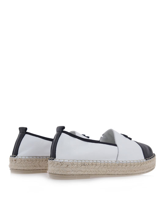 Lederne Damen Espadrilles Λευκό/Μαύρο