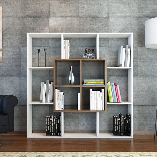 Bibliothek Lexus Weiß / Nussbaum 136x22x136cm