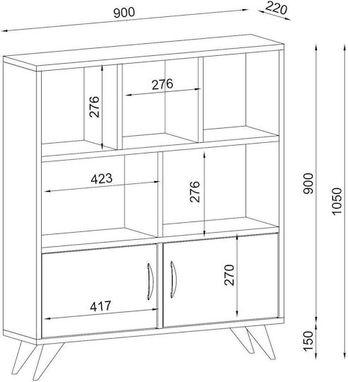 Βιβλιοθήκη Symi Λευκό-σκούρο Καφέ 90x22x105εκ.