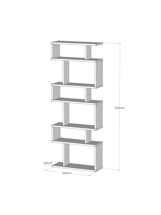 White Bookcase Blok 60x20x156cm