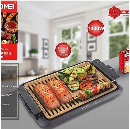 Hoomei Tabletop Electric Grill Grill 1000W with Adjustable Thermostat 38cmx25cmcm