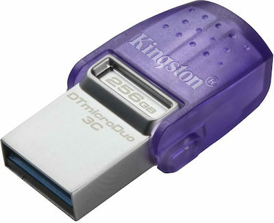 Kingston DataTraveler MicroDuo 3C 256GB USB 3.2 Stick cu conexiune USB-A & USB-C Violet