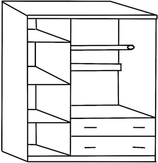 Lantern Τρίφυλλη Ντουλάπα 150x55x180cm