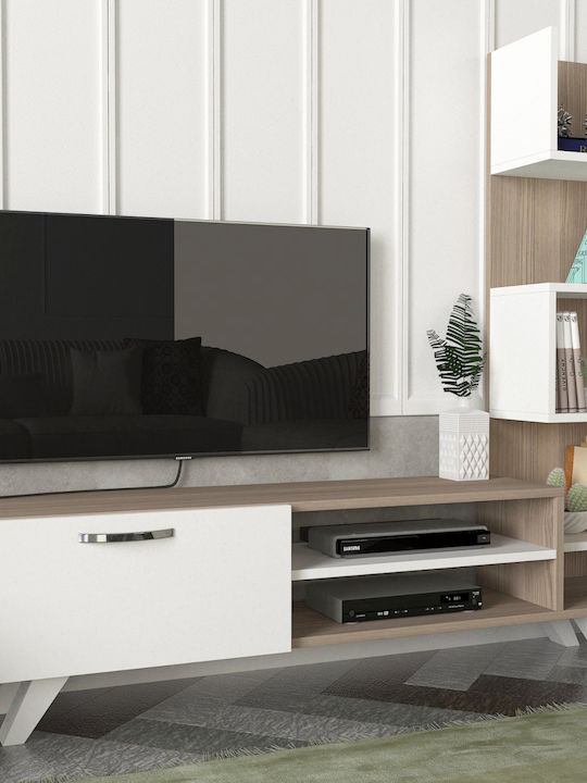 Wohnzimmer TV-Einheit Ceren White / Natural L149.5xB29.5xH131.6cm