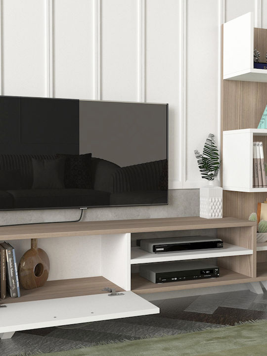 Wohnzimmer TV-Einheit Ceren White / Natural L149.5xB29.5xH131.6cm