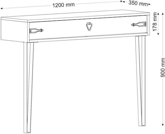 Thira Конзолна маса Кафяво / черно Д120xШ35xВ90cm