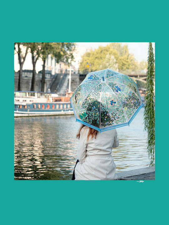 Djeco Kids Curved Handle Umbrella Oiseaux Sauvages with Diameter 79cm Multicolour