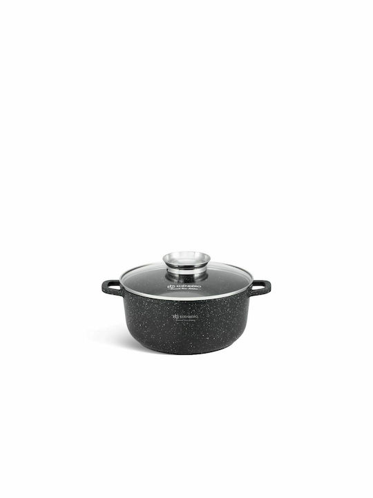Edenberg Pots Set of Aluminum with Stone Coating Black 6pcs