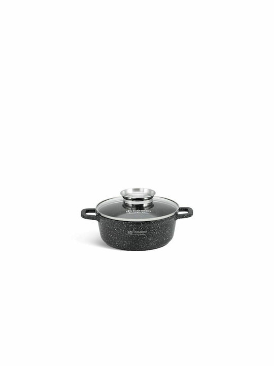 Edenberg Pots Set of Aluminum with Stone Coating Black 6pcs
