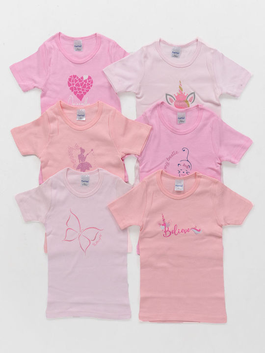 Pretty Baby Kids' Set with Undershirts Short Sleeve Pink 6pcs