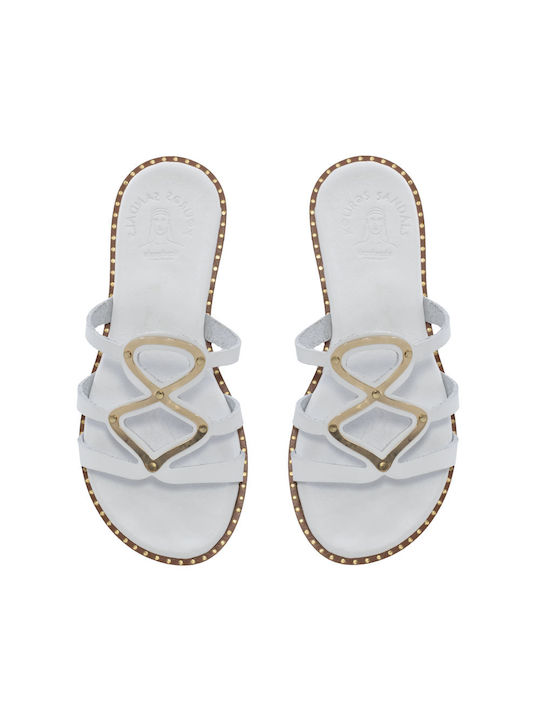 Women's sandals Kouros white with openings and gold metal 34/21