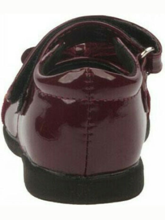 Meridian Shoes Kids Anatomic Patent Leather Ballerinas with Hoop & Loop Closure Burgundy