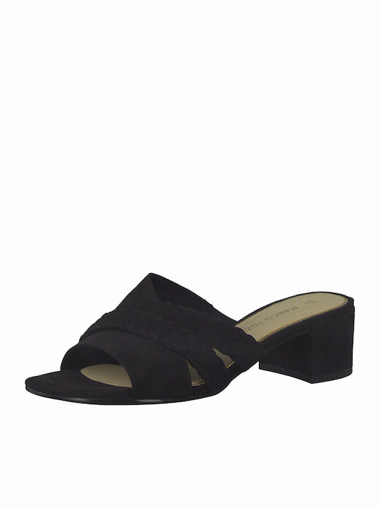 Mules mit Chunky Niedrig Absatz in Schwarz Farbe