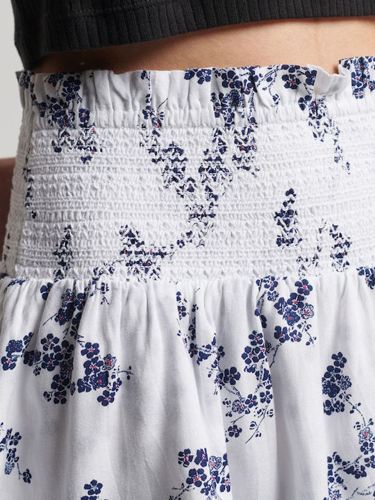High-waisted Mini Skirt Floral White