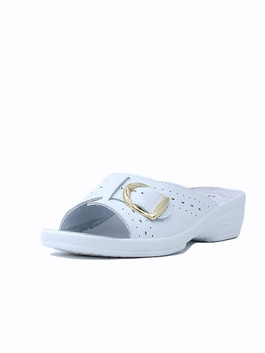 Sabino Anatomic Leather Women's Slippers In White Colour