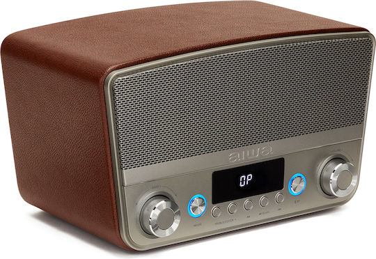Aiwa BSTU-750BR Επιτραπέζιο Ραδιόφωνο Ρεύματος με Bluetooth και USB Καφέ