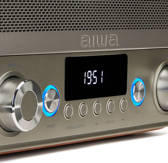 Aiwa BSTU-750BR Επιτραπέζιο Ραδιόφωνο Ρεύματος με Bluetooth και USB Καφέ