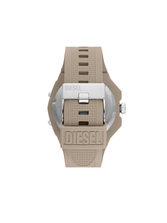 Diesel Framed Watch Chronograph Battery with Beige Rubber Strap