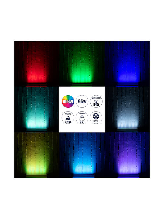 GloboStar Εξωτερικό Φωτιστικό LED Wall Washer 96W RGBW IP65 Ασημί