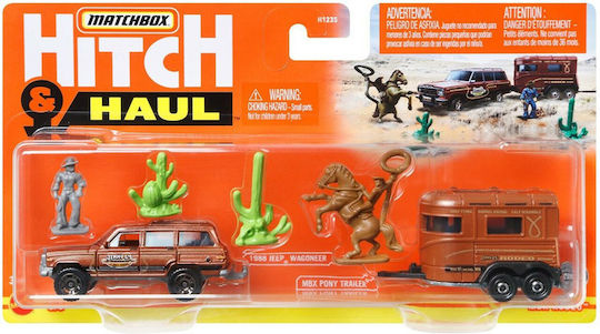 Mattel Matchbox Hitch & Haul 1988 Jeep Wagoneer & Remorcă Pony Mașinuță 1:64 pentru 3+ Ani