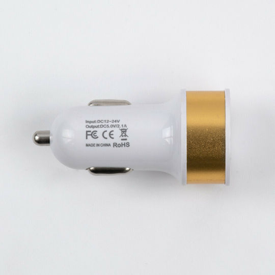 GloboStar Auto-Ladegerät 2.1A mit Anschlüssen: 2xUSB Weiß Farbe