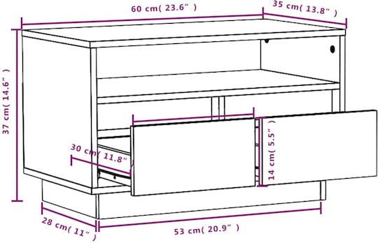 Stand TV Din Lemn Masiv Alb L60xA35xÎ37cm