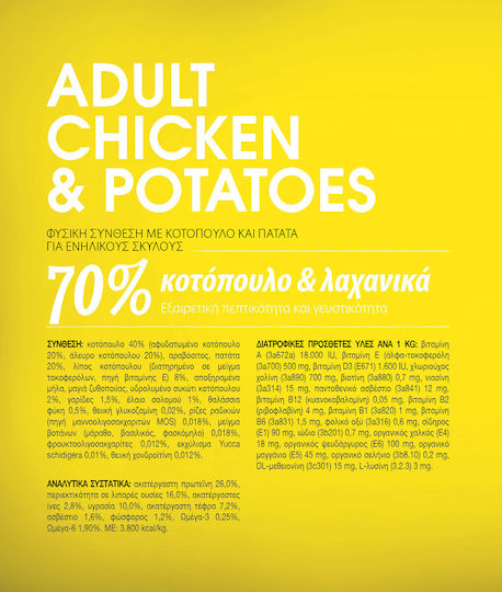Profine Adult 15kg Ξηρά Τροφή για Ενήλικους Σκύλους με Κοτόπουλο και Πατάτες