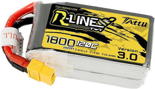 Tattu R-Line V3 Baterie Li-Po 14.8V 1800mAh 120C 4S XT60 pentru Dronă 2 Bucăți