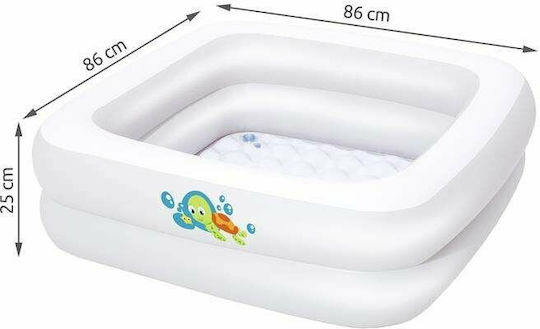 Bestway Children's Square Inflatable Swimming Pool 86x86x25cm Transparent
