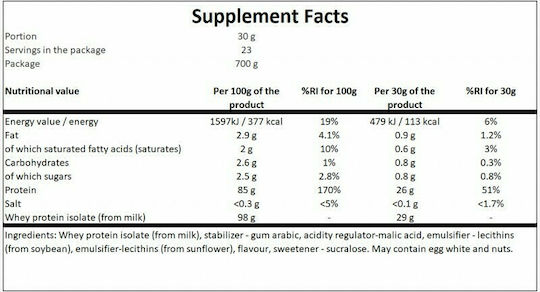 Hiro.Lab Whey Isolate Протеин Суроватъчен Без Глутен с Вкус Бял Шоколад 700гр