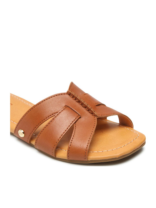 1119750 Leather Women's Flat Sandals in Tabac Brown Color