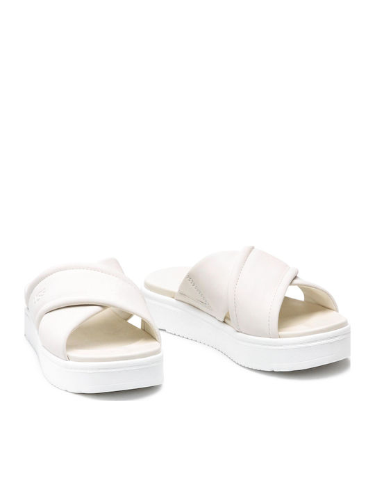 Zayne Leather Women's Flat Sandals in White Color