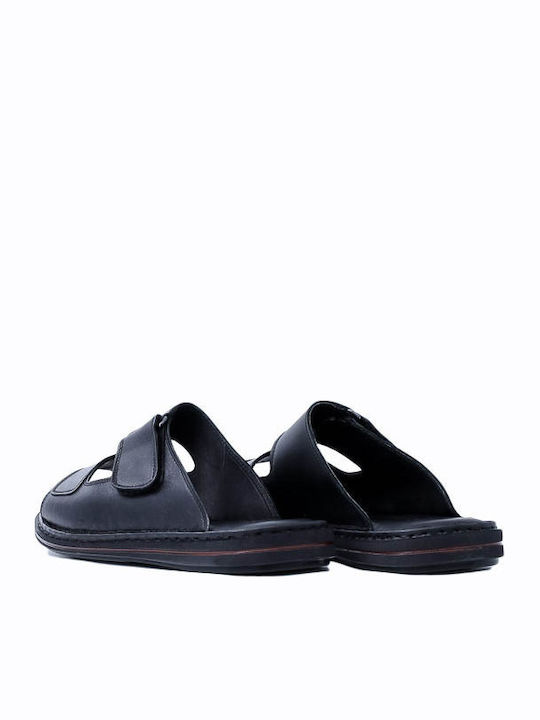 Leder Herrensandalen in Schwarz Farbe
