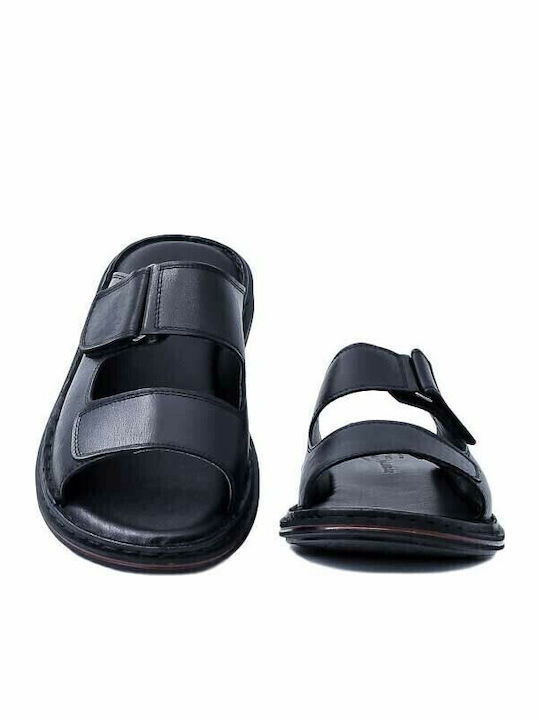 Leder Herrensandalen in Schwarz Farbe