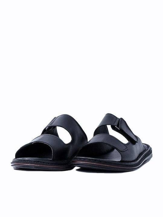 Leder Herrensandalen in Schwarz Farbe