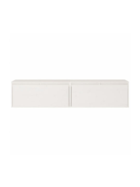 Hanging Living Room Cabinet Made of Solid White Wood 80x30x35cm