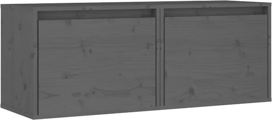 Hängendes Wohnzimmer Nischenschrank aus Massivholz Grau 45x30x35cm