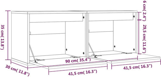Hängeschrank fürs Wohnzimmer aus Massivholz Weiß 45x30x35 cm