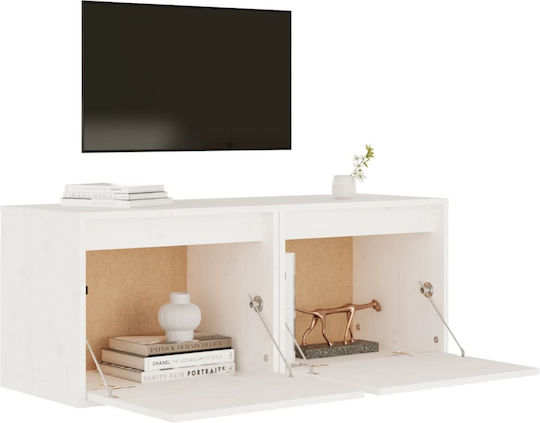 Hängeschrank fürs Wohnzimmer aus Massivholz Weiß 45x30x35 cm