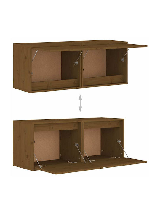 Wand-Kabinette Braun Meliert Mit LED 2 Stück 45x30x35cm