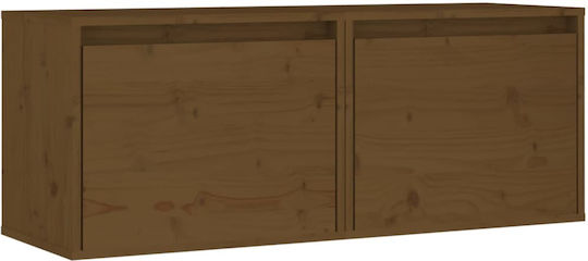 Wall Living Room Cabinet Made of Solid Wood Brown Honey 45x30x35cm