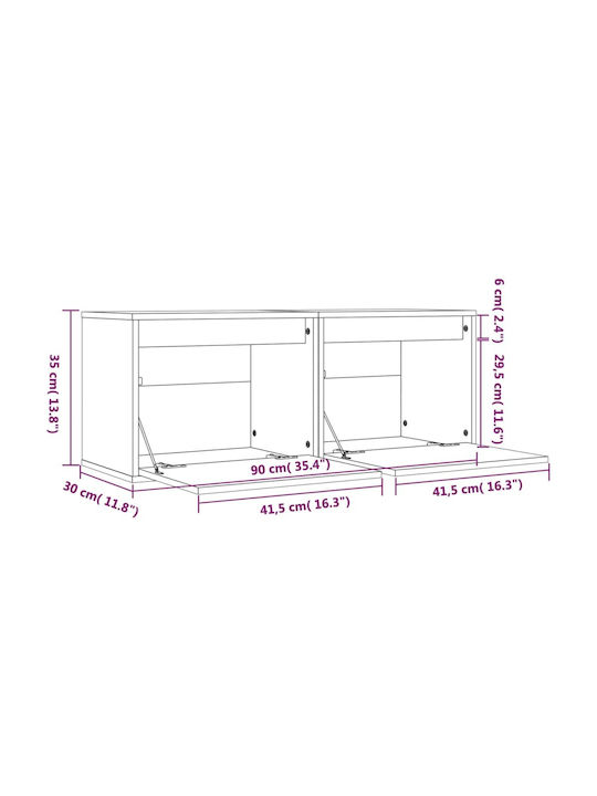 Wand-Kabinette Braun Meliert Mit LED 2 Stück 45x30x35cm