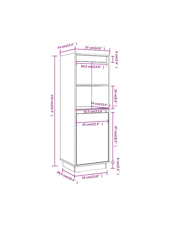 Cabinet Floor Brown Honey 37x34x110cm