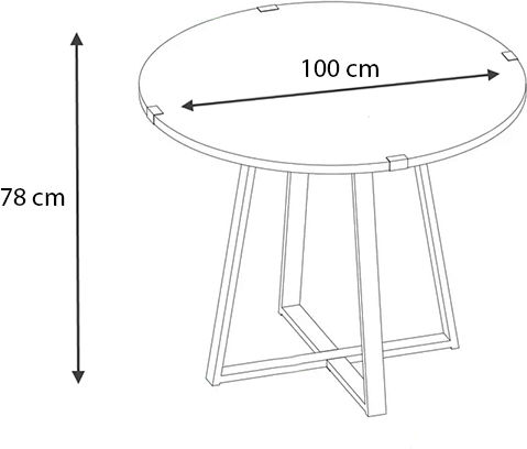 Rubes Table Kitchen Wooden with Metal Frame 100x100x78cm