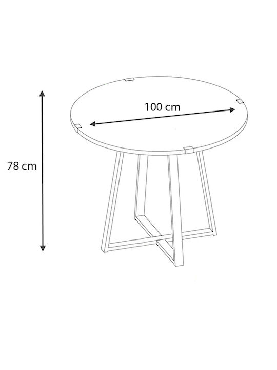 Rubes Table Kitchen Wooden with Metal Frame Black 100x100x78cm